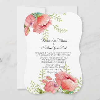 Spring Peony Wedding Invitation Kaart