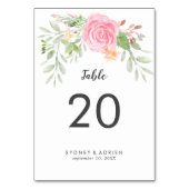 Spring Peony Wedding Table Numbers Kaart (Achterkant)