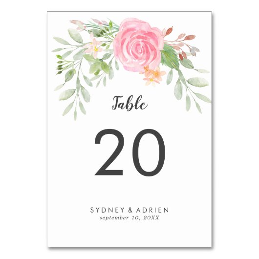 Spring Peony Wedding Table Numbers Kaart (Achterkant)