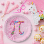 Spring Pi © Bloemrijke kleurrijke Pi Symbol Paper  Papieren Bordje (Feest)