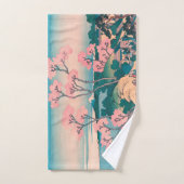 Spring Picnic onder Cherry Tree Flowers Mount Fuji Bad Handdoek (Handdoek)