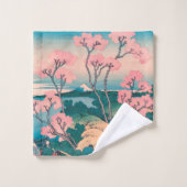 Spring Picnic onder Cherry Tree Flowers Mount Fuji Bad Handdoek (Wasdoekje)