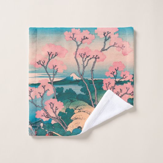 Spring Picnic onder Cherry Tree Flowers Mount Fuji Bad Handdoek (Wasdoekje)