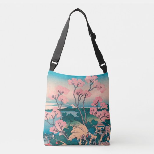 Spring Picnic onder Cherry Tree Flowers Mount Fuji Crossbody Tas (Voorkant)
