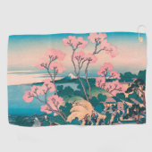 Spring Picnic onder Cherry Tree Flowers Mount Fuji Golfhanddoek (Horizontaal)
