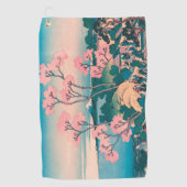 Spring Picnic onder Cherry Tree Flowers Mount Fuji Golfhanddoek (Voorkant)