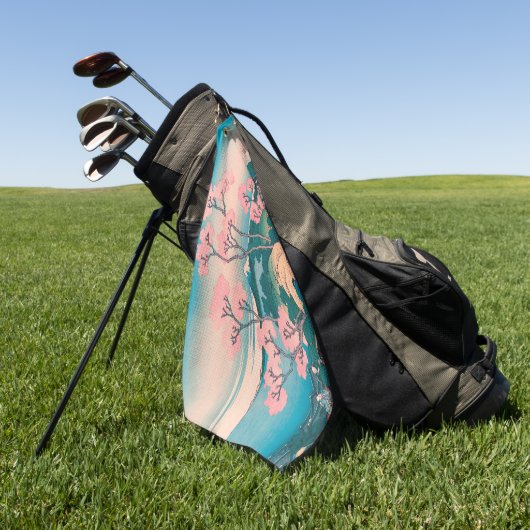 Spring Picnic onder Cherry Tree Flowers Mount Fuji Golfhanddoek (Groen)