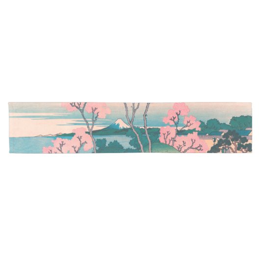 Spring Picnic onder Cherry Tree Flowers Mount Fuji Korte Tafelloper (Horizontaal)