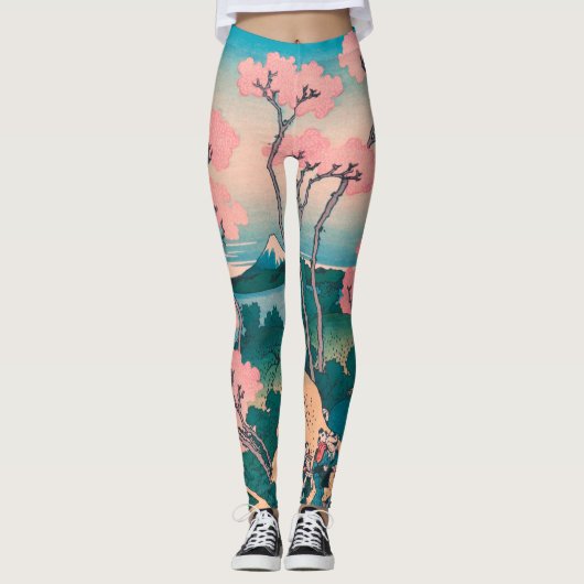 Spring Picnic onder Cherry Tree Flowers Mount Fuji Leggings (Voorkant)