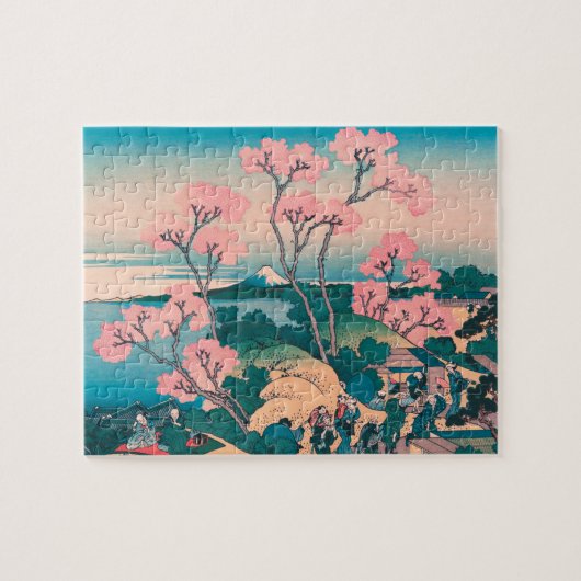 Spring Picnic onder Cherry Tree Flowers Mount Fuji Legpuzzel (Horizontaal)
