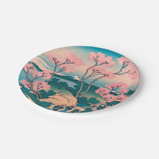 Spring Picnic onder Cherry Tree Flowers Mount Fuji Papieren Bordje (Gekanteld)