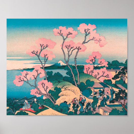 Spring Picnic onder Cherry Tree Flowers Mount Fuji Poster (Voorkant)