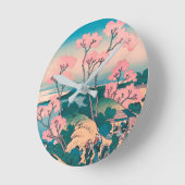 Spring Picnic onder Cherry Tree Flowers Mount Fuji Ronde Klok (Hoek)