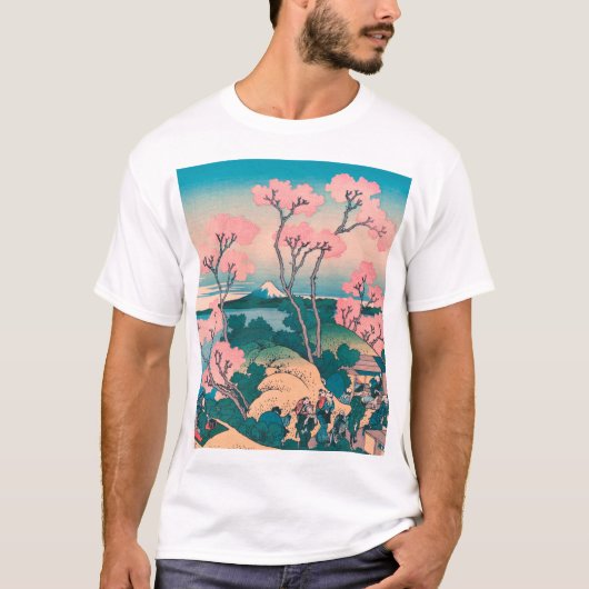 Spring Picnic onder Cherry Tree Flowers Mount Fuji T-shirt (Voorkant)