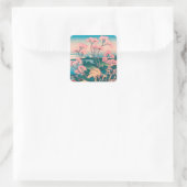 Spring Picnic onder Cherry Tree Flowers Mount Fuji Vierkante Sticker (Tas)
