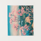 Spring Picnic onder Cherry Tree Flowers Mount Fuji Wandkleed (Voorkant)