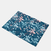 Spring Pink and Blue Floral Plant Pattern Doormat Deurmat (Schuin)