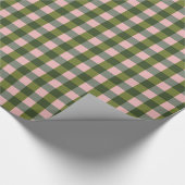 Spring Pink And Green Gingham Cadeaupapier (Hoek)
