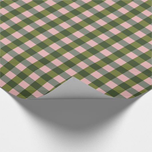 Spring Pink And Green Gingham Cadeaupapier (Hoek)