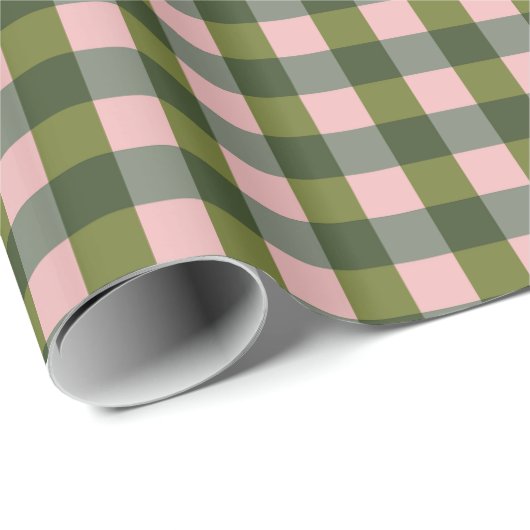 Spring Pink And Green Gingham Cadeaupapier (Rol Hoek)