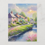 Spring Pink Blooms Schilderachtig Riverside Natuur Briefkaart (Voorkant)