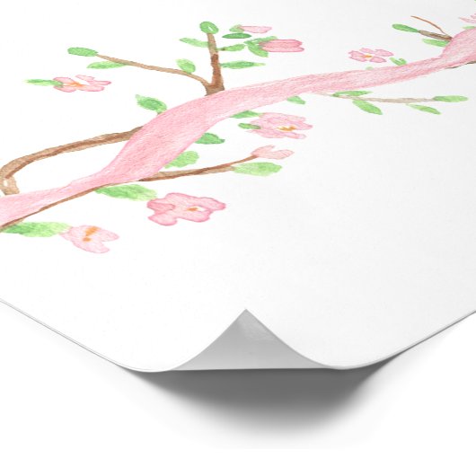 Spring Pink Blossom 1st Birthday Welcome Sign Poster (Hoek)