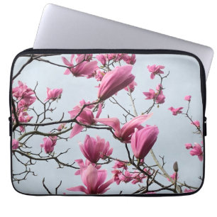 Spring Pink Blue Magnolia Blossom Peaceful Hanami Laptop Sleeve