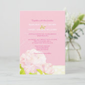 Spring Pink Blush Peony Wedding Kaart (Staand voorkant)