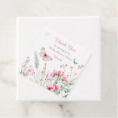 Spring Pink Butterfly Floral Baby Shower Bedankjes Labels (In situ)