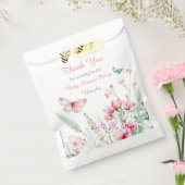 Spring Pink Butterfly Floral Baby shower Bedankzakje (Gezegeld)