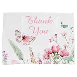 Spring Pink Butterfly Floral Baby shower Groot Cadeauzakje