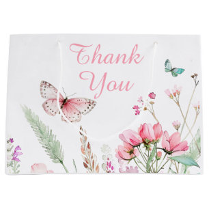 Spring Pink Butterfly Floral Baby shower Groot Cadeauzakje