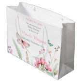 Spring Pink Butterfly Floral Baby shower Groot Cadeauzakje (Achterkant Gekanteld)