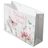 Spring Pink Butterfly Floral Baby shower Groot Cadeauzakje (Voorkant Gekanteld)