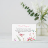 Spring Pink Butterfly Floral Baby shower Informatiekaartje (Staand voorkant)
