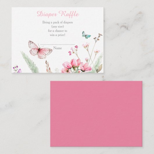 Spring Pink Butterfly Floral Baby shower Informatiekaartje (Voorkant / Achterkant)