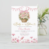 Spring Pink Daisy Baby Bloom Coquette Baby Shower Kaart (Staand voorkant)
