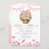 Spring Pink Daisy Baby Bloom Coquette Baby Shower Kaart (Voorkant / Achterkant)