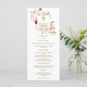 Spring Pink Floral 1st Birthday & Baptisme Menu (Staand voorkant)