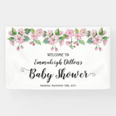 Spring Pink Floral Baby shower Spandoek (Horizontaal)