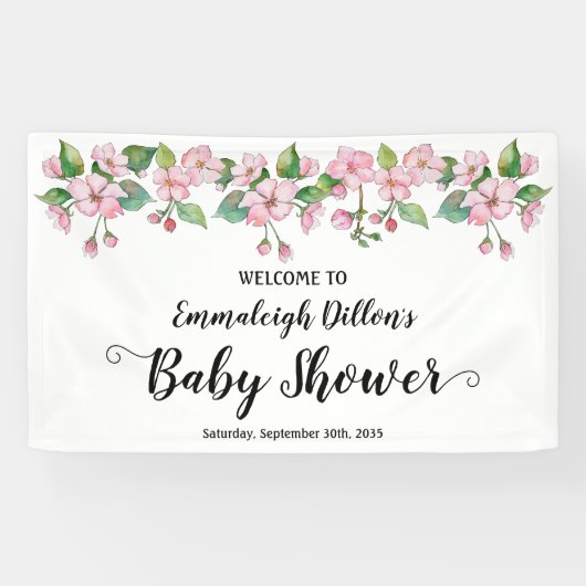 Spring Pink Floral Baby shower Spandoek (Horizontaal)