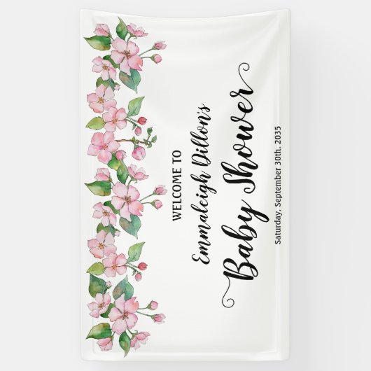 Spring Pink Floral Baby shower Spandoek (Verticaal)