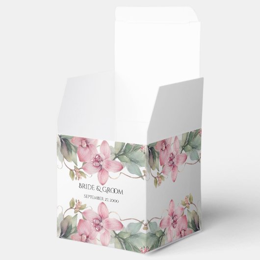 Spring Pink Floral Favor Box Bedankdoosjes (Geopend)