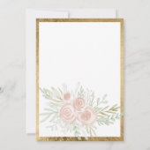 Spring Pink floral gold border chic white bruiloft Kaart (Achterkant)