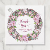 Spring Pink Floral krans dank u Bedankjes Labels (Voorkant)