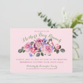 Spring Pink Floral Moederdag Brunch | Sage Green Kaart (Staand voorkant)