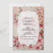 Spring Pink Floral Wedding Invitation Kaart (Voorkant)