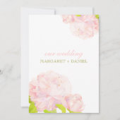 Spring Pink + Green Peony Wedding Kaart (Voorkant)