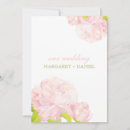 Spring Pink + Green Peony Wedding Kaart