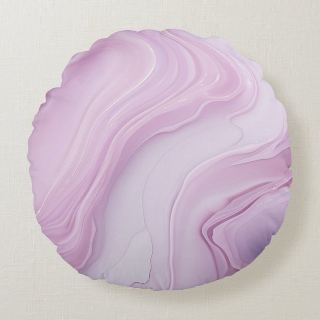 Spring Pink Light Pink Marble Swirl Rond Kussen (Voorkant)